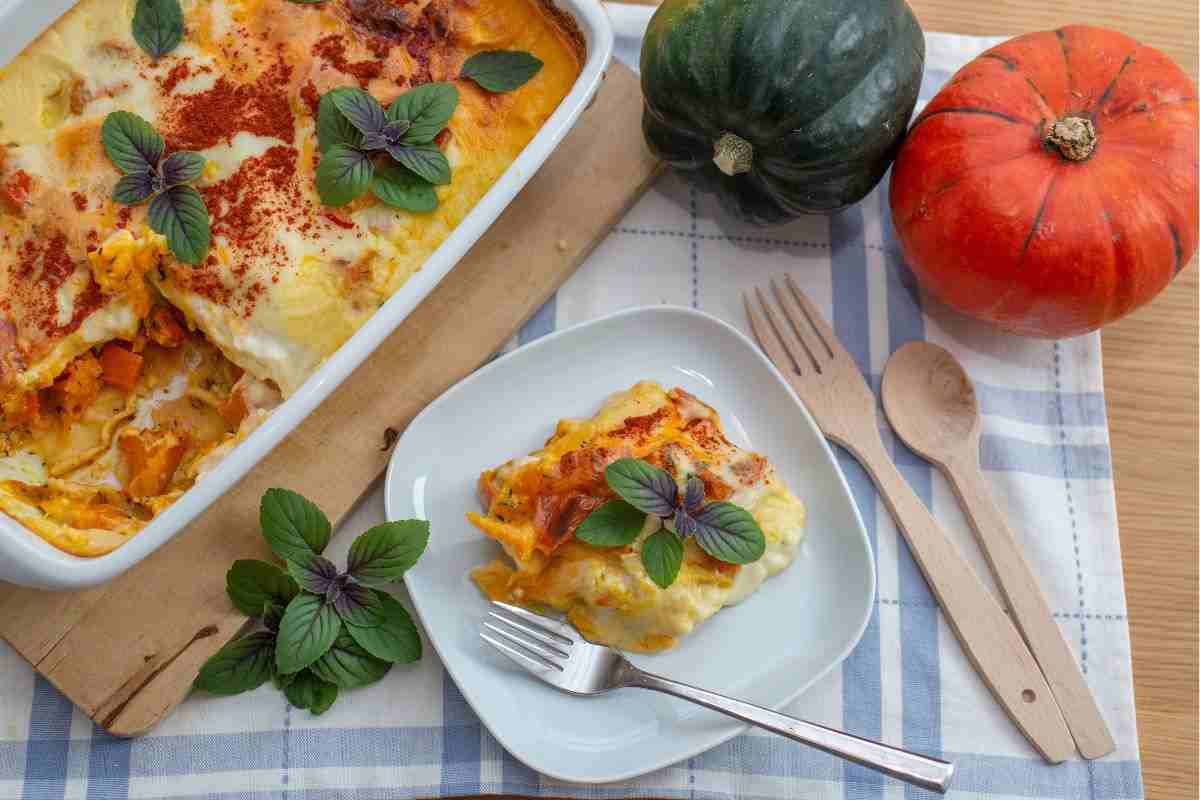 lasagna zucca e funghi porcini